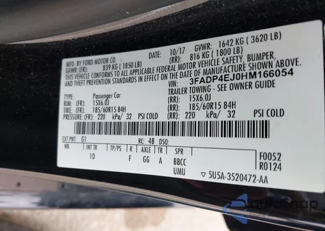 2017 Ford Fiesta Se from USA, damaged, VIN 3FADP4EJ0HM166054